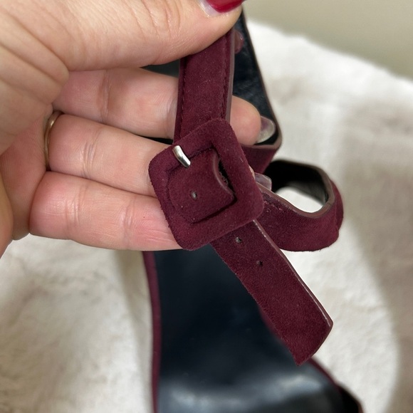 🌟 Alexander Wang Lovisa Suede D’Orsay Pumps Heels In Deep Red/Burg Sz 38.5/ US 8 - Picture 4 of 11